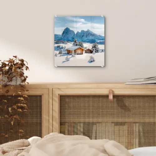 Winter - Huisje - Bergen - Uitzicht - Sneeuw plexiglas 5mm klein -sfeer4