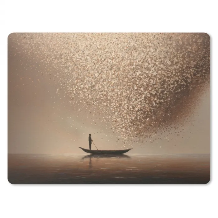 Bootje - Blaadjes - Goud - Water muismat rubber klein -3d