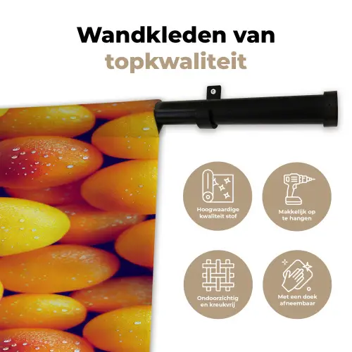 Vrucht - Waterdruppels - Oranje Wandkleed katoen klein 269 -sfeer2