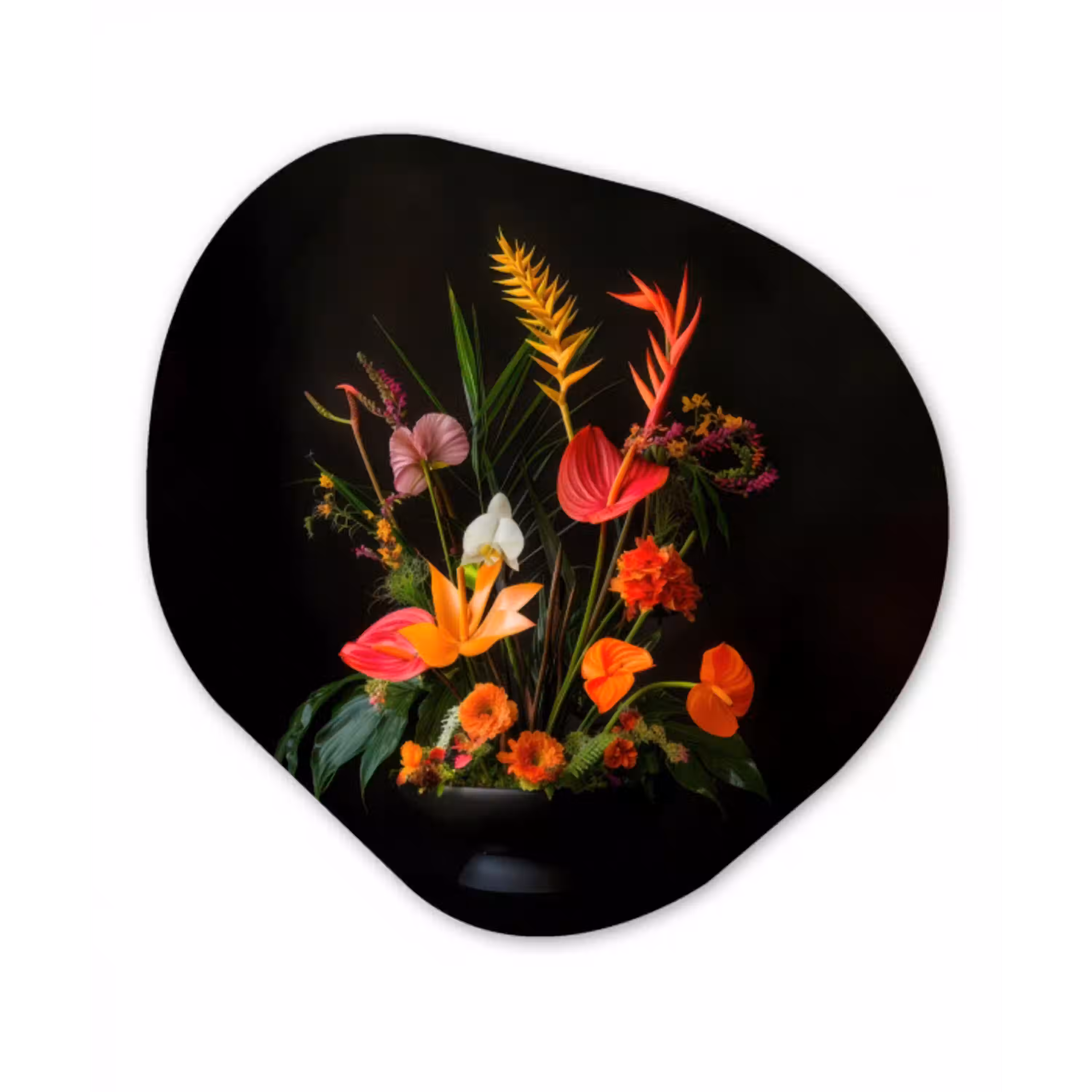 Schaal - Boeket - Bloemen Wandcirkel Organisch Aluminium middel -3d