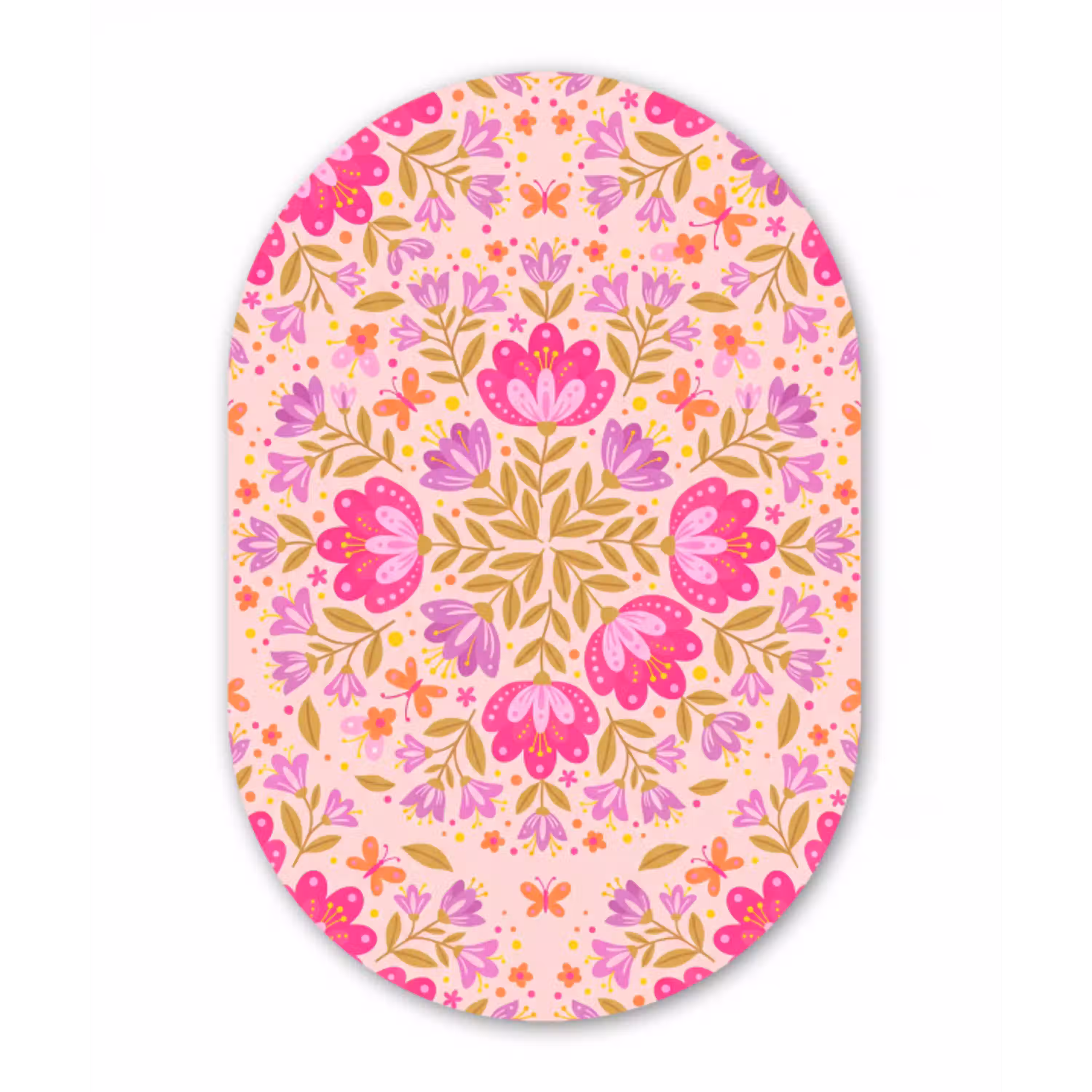 Bloemen - Patroon - Natuur - Abstract - Roze Wandcirkel Ovaal Forex klein -3d