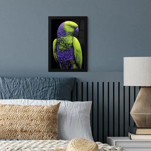 Papegaai - Veren - Opvallend - Groen fotolijst zwart zonder passe partout klein -sfeer3