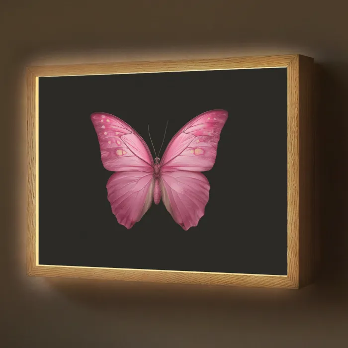 Vlinder - roze - Elegant Light Box met batterij (Wandlamp) middel -z3d_website