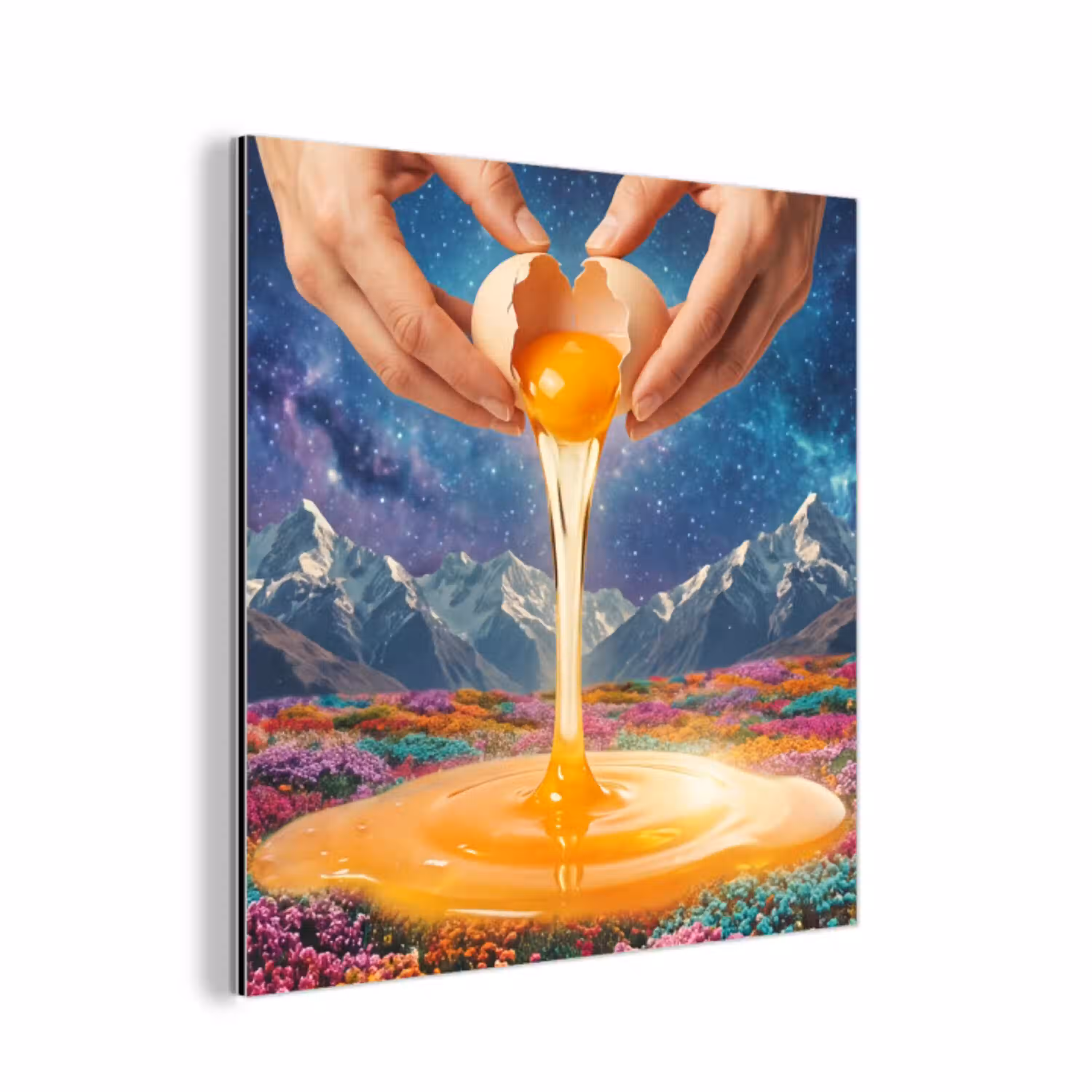 Handen - Ei - Surrealisme aluminium wit klein -3d