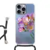 Bloemen - Paars - Overloop - Meeldraden Hoesje iPhone 16 Pro Max met koord klein -3d