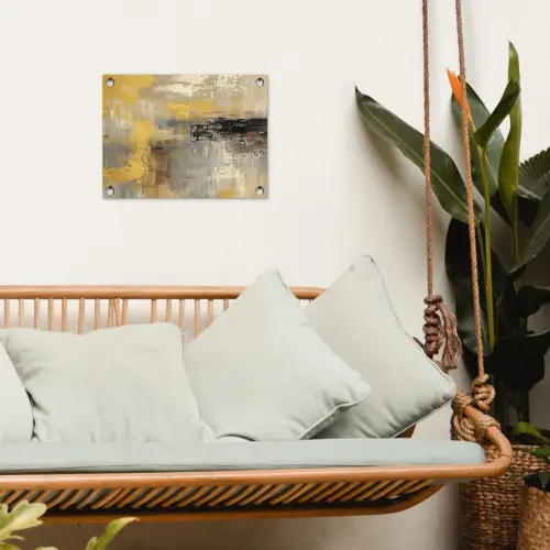 Abstract - Geel - Modern - Beige tuinposter los doek klein -sfeer7