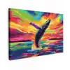 Zonsondergang - Walvis - Geschilderd - Kleurrijk canvas 2cm klein -z3d