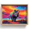 Neushoorn - Zonsondergang - Savanna - Kleurrijk Dienblad Rechthoek middel -z3d_shopping