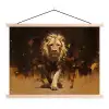 Leeuw - Geschilderd - Abstract - Goud textielposter latten blank klein -3d
