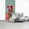 Hond - Overhemd - Bloemen - Bril fotobehang vinyl groot -slaapkamer