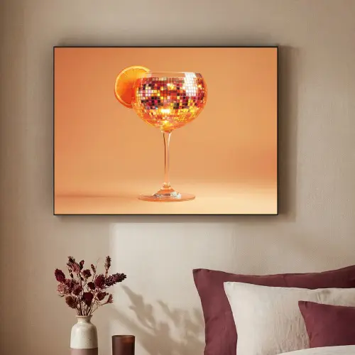 Drank - Oranje - Glitter - Disco Textielframe zwart klein -sfeer1