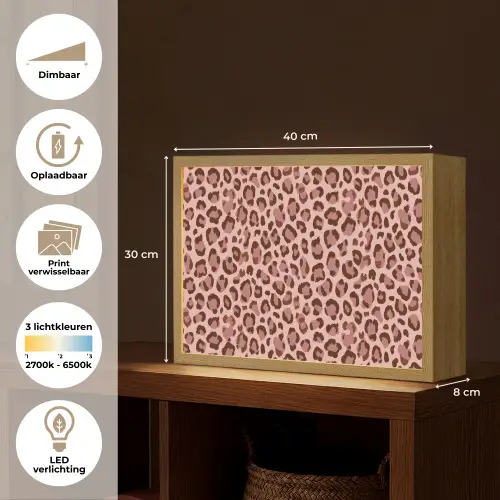 Luipaard - Patroon - Roze Light Box met batterij (Wandlamp) middel 907 -USP_websiteoverzichtNL