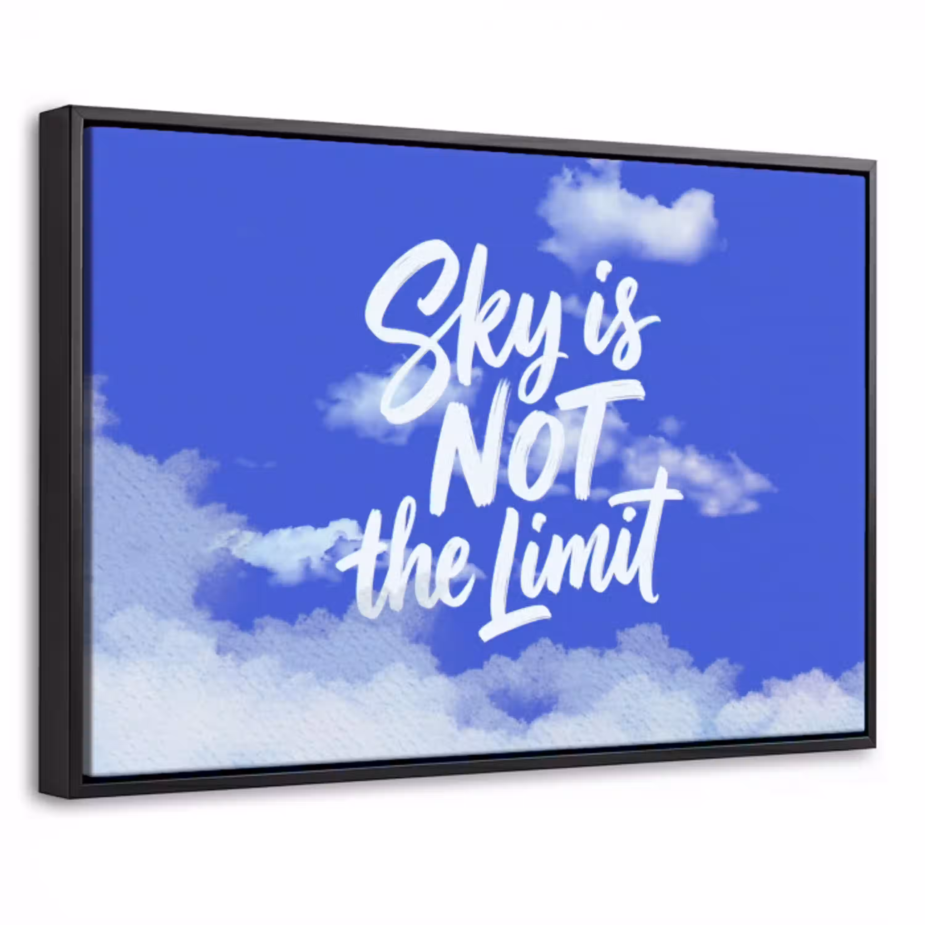 Sky is not the limit - Blauwe lucht - Wolken Canvas met baklijst klein -threedimensional_3d_global