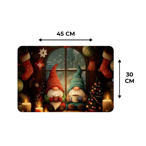 Gnooms - Kerst - Raam - Kleurrijk Placemat vinyl groot -specs