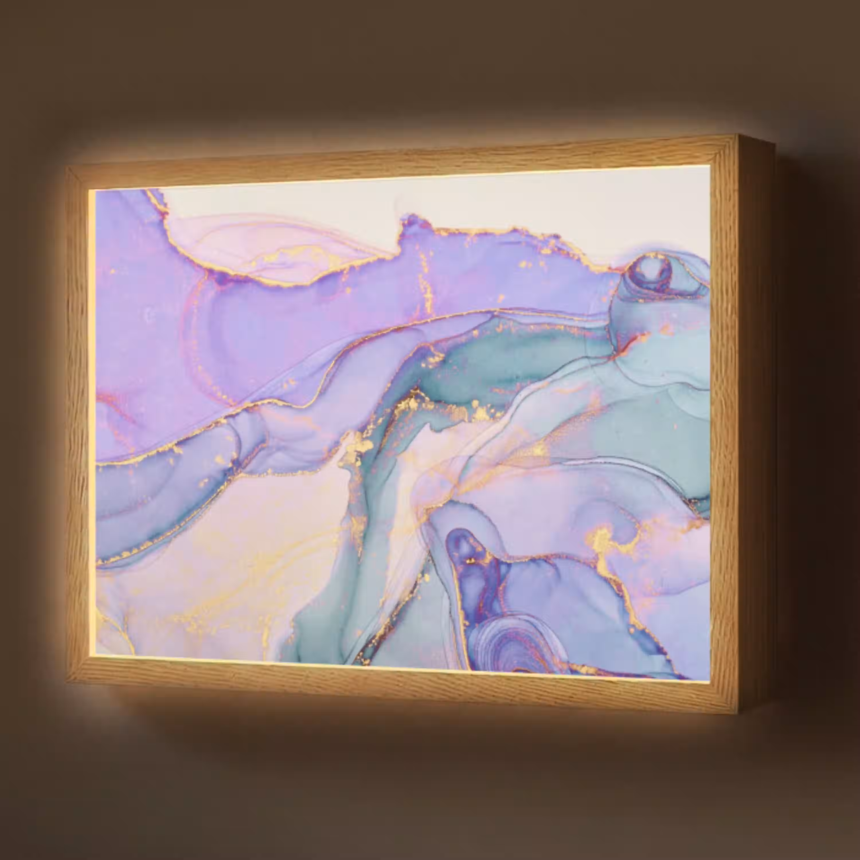Goud - Marmer - Paars Light Box met batterij (Wandlamp) middel -z3d_website
