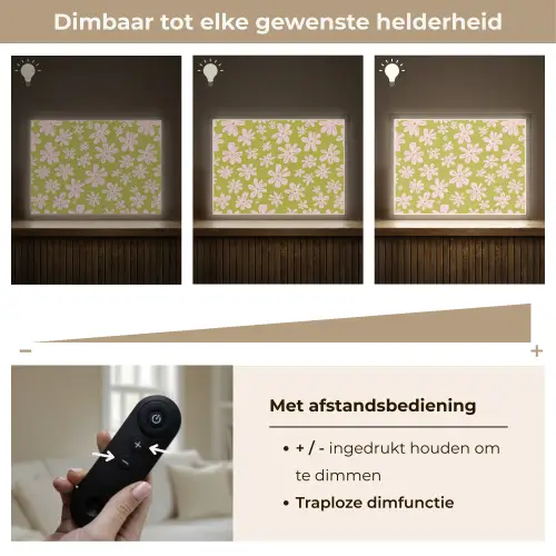 Bloemen - Roze - Getekend - Patroon Light Box met batterij (Wandlamp) middel -USP_dimbaarNL