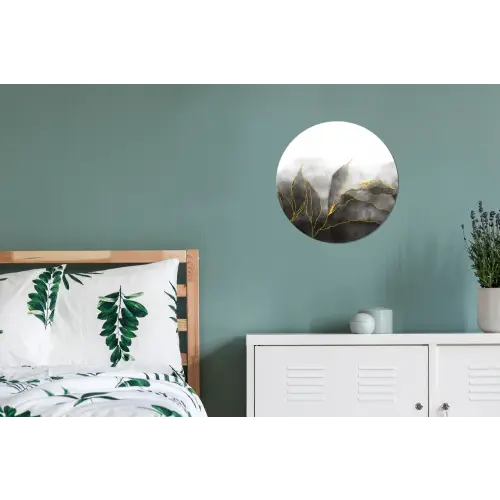 Marmer - Zwart - Goud - Luxe - Marmerlook Wandcirkel aluminium klein -slaapkamer