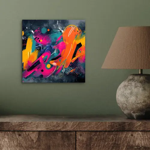Abstract - Graffiti - Kleurrijk - Verfspatten aluminium wit klein -sfeer2