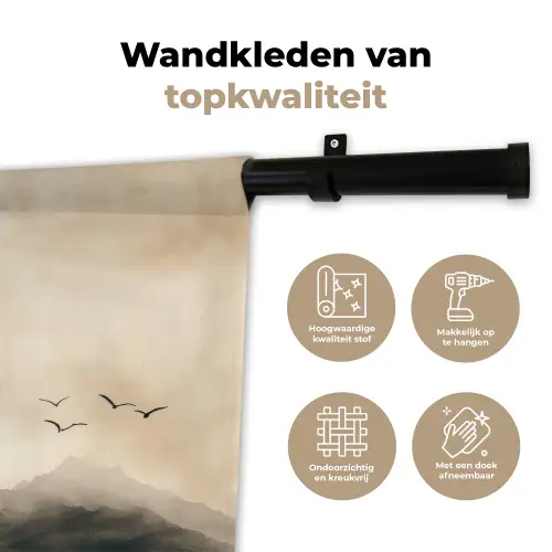 Landschap - Japandi - vogel Wandkleed katoen klein -sfeer2