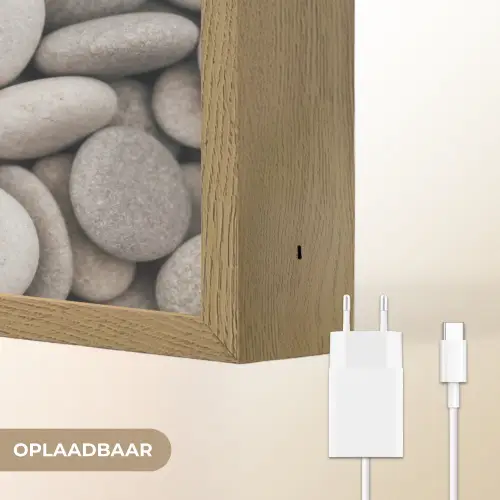 Kiezels - Stenen - Grijs Light Box met batterij (Wandlamp) middel -USP_websiteoplaadbaarNL