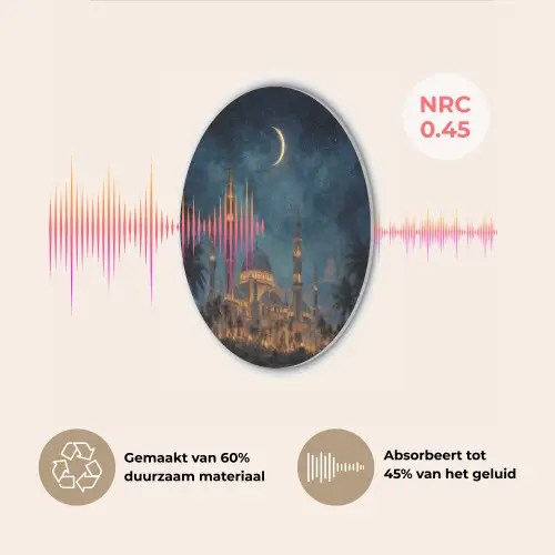 Sterrenhemel - Maan - Palmbomen - Moskee Akoestische PET Vilt - Rond klein -USP_NL