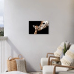 Giraffe - Dieren - Zwart - Portret - Dieren Tuinposter op houten frame 2 cm dik klein -sfeer1