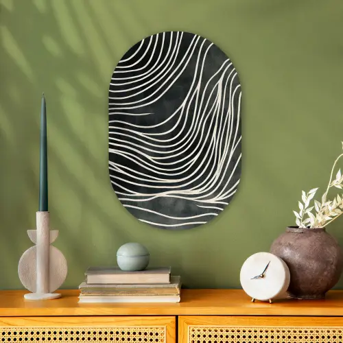Lijnen - Patroon - Abstract - Wit Wandcirkel Ovaal Forex klein -sfeer2