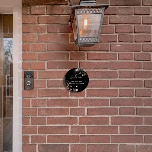 Botanisch - Zwart - Sierlijk Naambord Rond klein -sfeer7-rond-XS