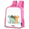 Dinos - Dieren - Sterren Kinderrugzak - Roze middel -schuin