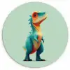 Cartoon - Dino - Oranje - Stekels Wandcirkel kunststof plaat 5mm dik klein -3d