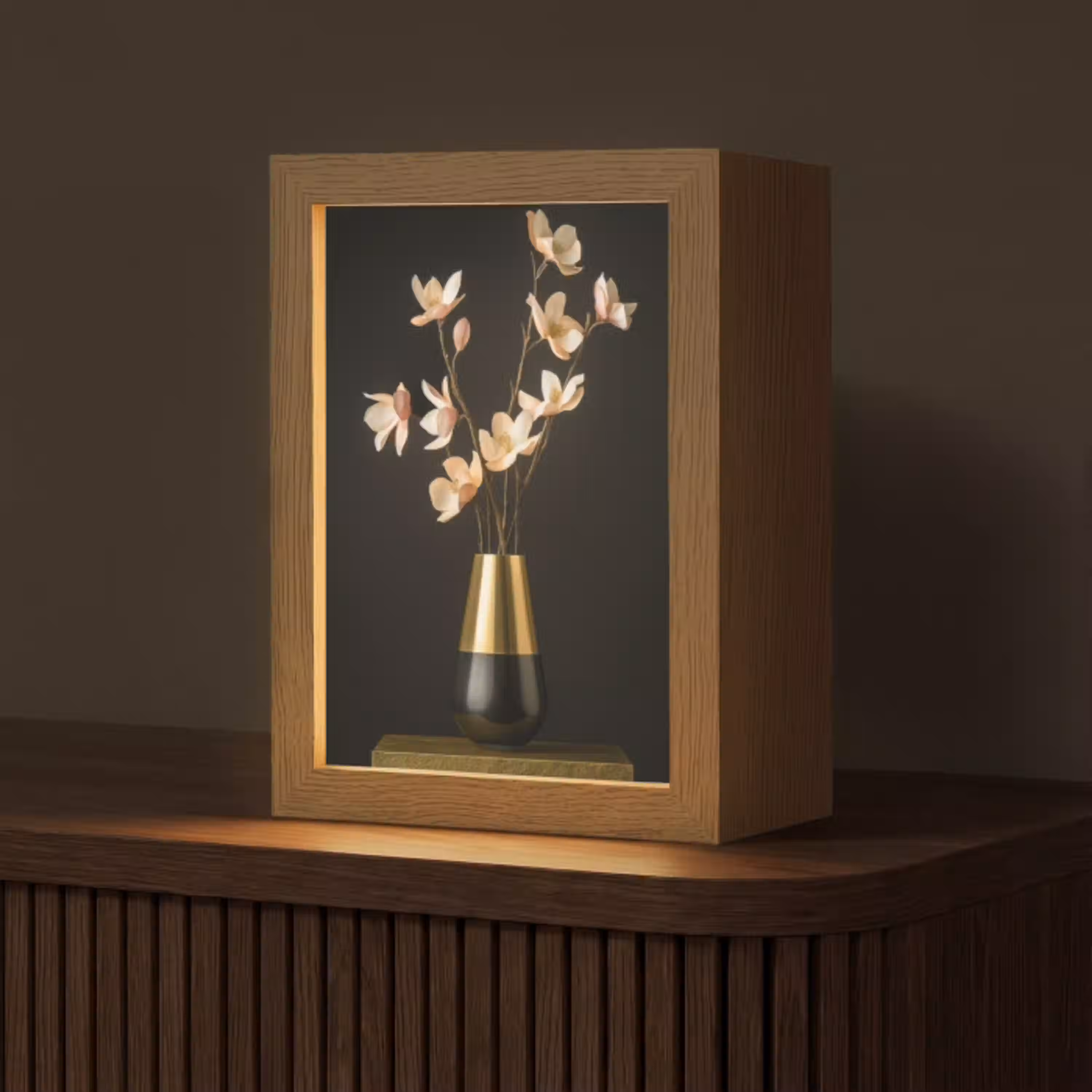 Sierlijk - Boeket - Goud - Vaas Light Box met kabel (Tafellamp) klein -z3d_website