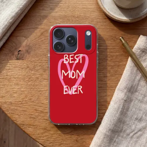 Moeder - Quote - Hartje - Rood Telefoonhoesje iPhone 17 Pro klein -sfeer1