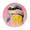 Vogel - Roze - Geel - Blauw Wandcirkel aluminium klein -3d