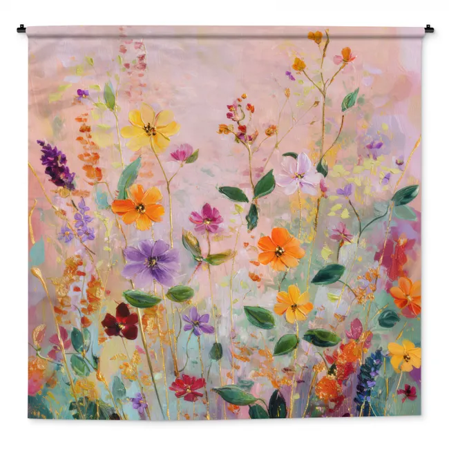 Wandkleed - Schilderij - Bloemen - Abstract - Kleurrijk