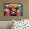 Graffiti - Schotse hooglander - Koe - Kleurrijk canvas 2cm klein -sfeer3