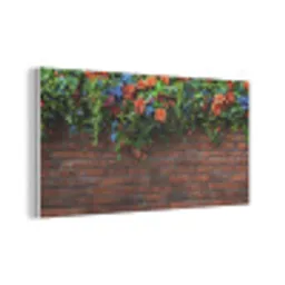 Bloemen - Muur - Groen - Oranje PET vilt middel -3d