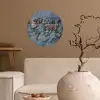 Wereldkaart - Denim - Textiel Wandcirkel behangsticker klein -sfeer1