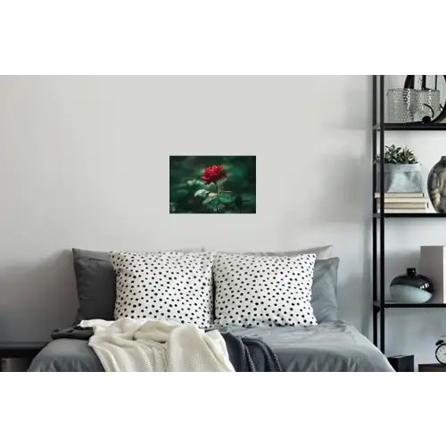 Roos - Bladeren - Dieprood Muursticker klein -slaapkamer