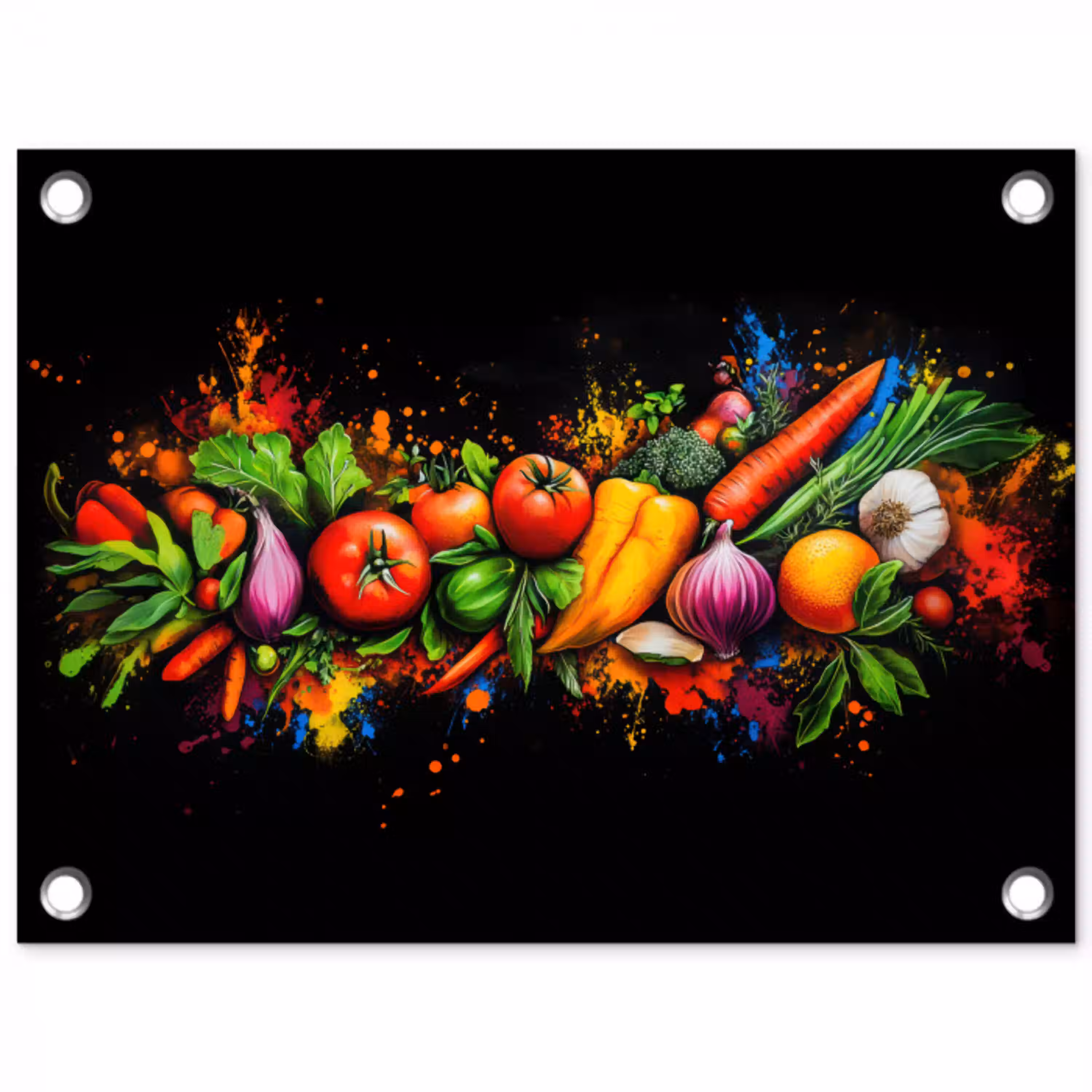 Groente - Eten - Kruiden - Graffiti - Koken tuinposter los doek klein -3d