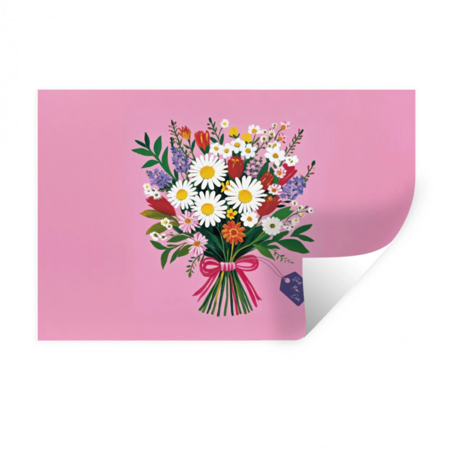 Bloemen - Quote - Kaartje - Kleurrijk Muursticker klein -3d