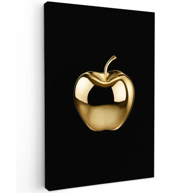Appel - Goud - Chrome - Zwart Tuinposter op houten frame 2 cm dik klein -3d