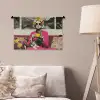 Vrouw - Kat - Bloemen - Kopje - Retro Wandkleed katoen klein -sfeer4