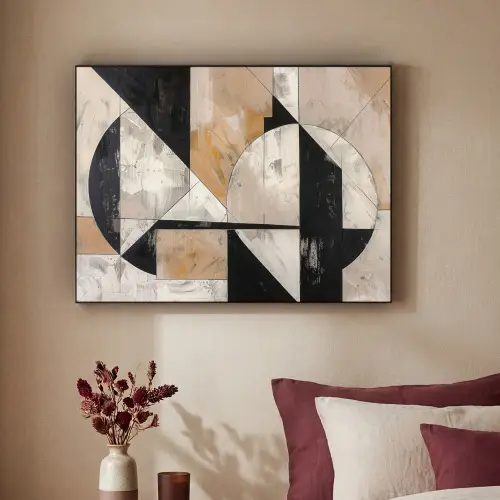 Abstract - Modern - Geometrisch - Pastel Textielframe zwart klein -sfeer1