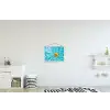Badeend - Dobberen - Blauw textielposter latten blank klein -kinderkamer
