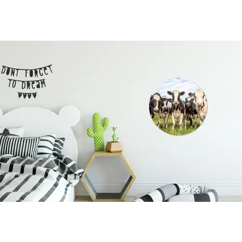 Koeien - Weiland - Dieren - Natuur - Gras Wandcirkel aluminium klein -kinderkamer