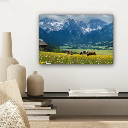 Alpen - Weide - Bergen - Koeien canvas 2cm klein -sfeer6