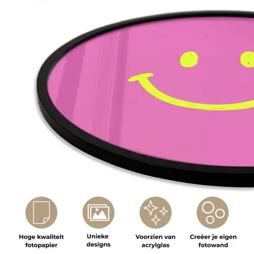Smiley - Vrolijk - Roze Fotolijst rond zonder passe partout klein -closeup_NL