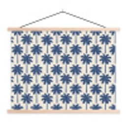 Symmetrisch - Palm - Blauw textielposter latten blank klein 122 -3d
