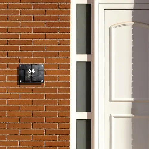Zwarte houtblokken - Modern Naambord Rechthoek middel -sfeer3-rechthoek-S