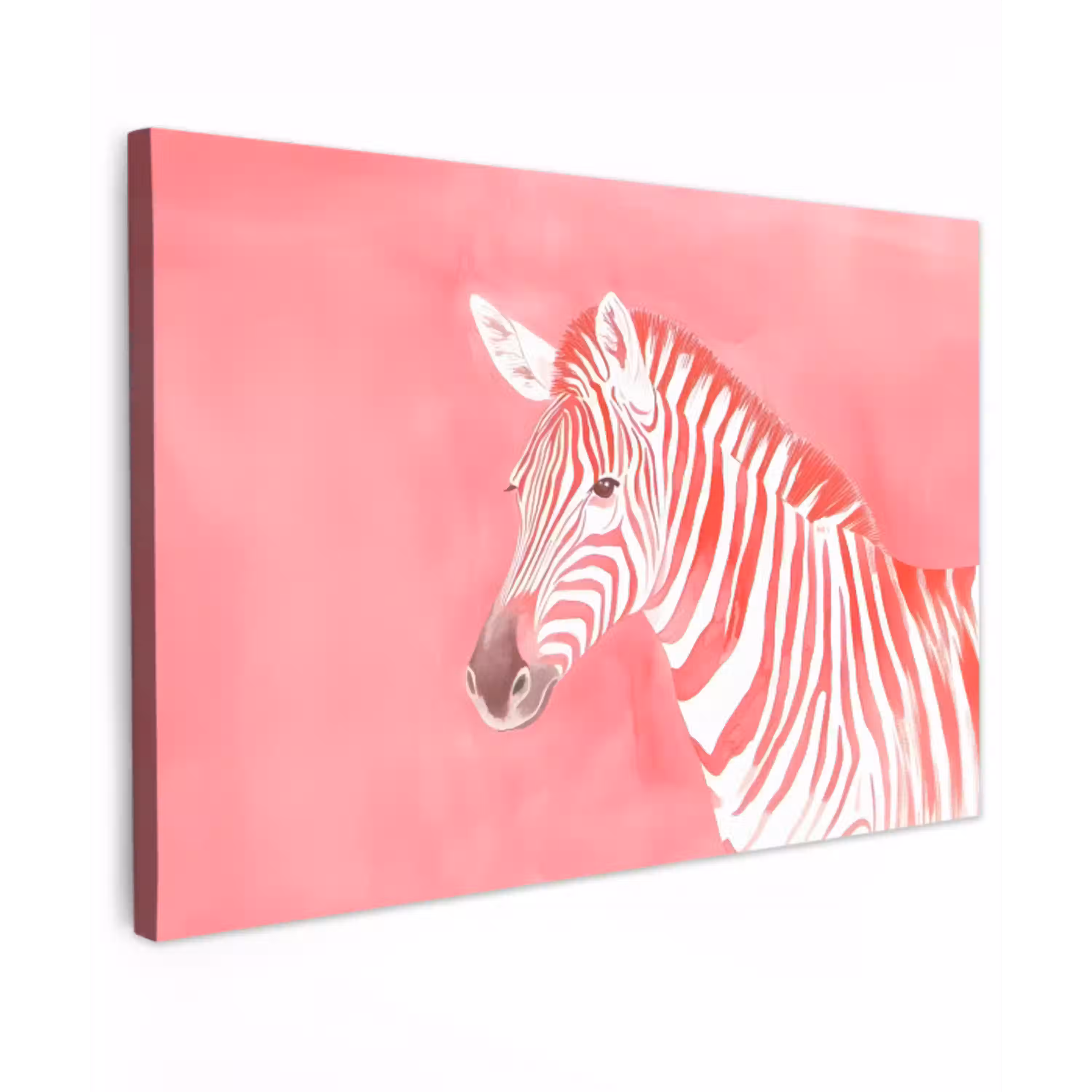 Zebra - Pink - Verf Tuinposter op houten frame 2 cm dik klein -3d